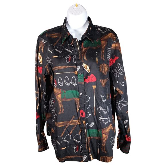 Lauren Ralph Lauren Shirt L Womens Multicolor Basic All Seasons Button Business - Picture 1 of 4